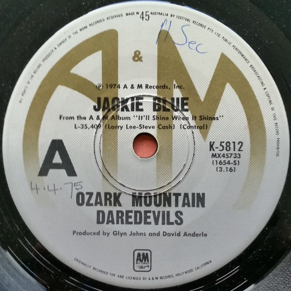 Ozark Mountain Daredevils* : Jackie Blue / Better Days (7", Single)