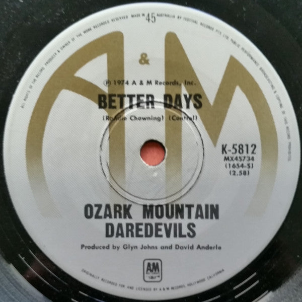 Ozark Mountain Daredevils* : Jackie Blue / Better Days (7", Single)