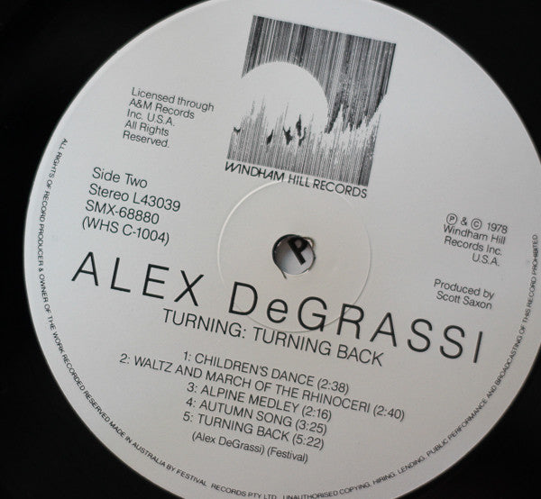 Alex DeGrassi* : Turning: Turning Back (LP, Album)