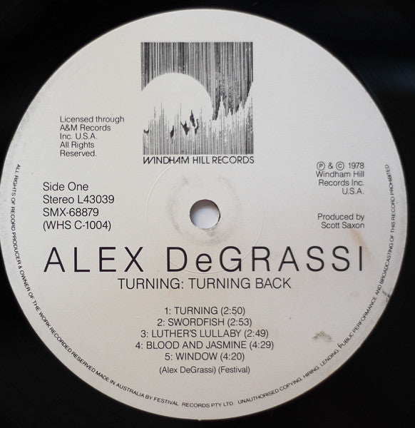 Alex DeGrassi* : Turning: Turning Back (LP, Album)
