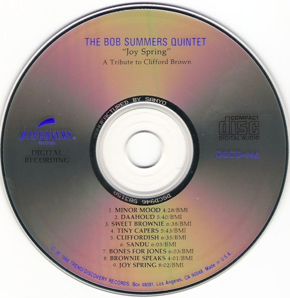 The Bob Summers Quintet* : Joy Spring - A Tribute To Clifford Brown (CD)