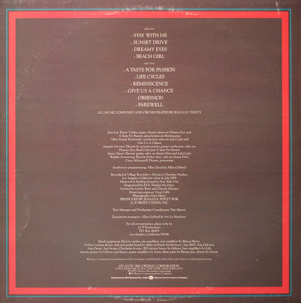 Jean-Luc Ponty : A Taste For Passion (LP, Album)