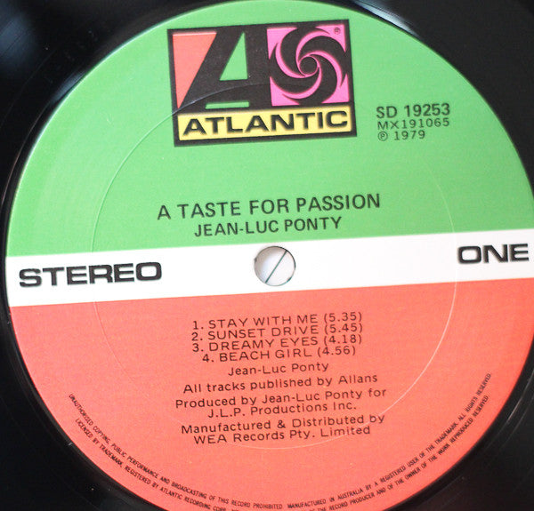 Jean-Luc Ponty : A Taste For Passion (LP, Album)