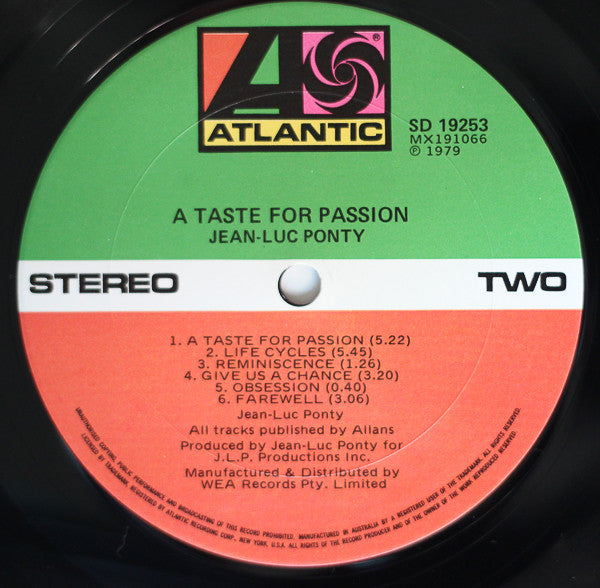Jean-Luc Ponty : A Taste For Passion (LP, Album)