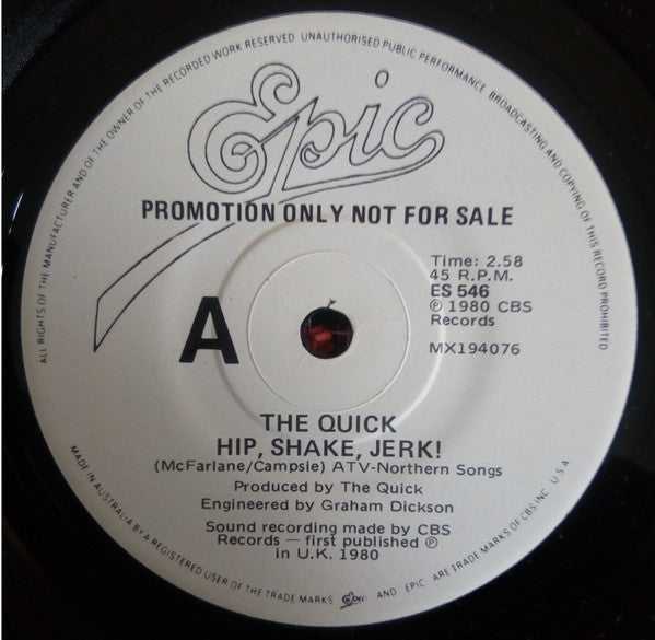 The Quick : Hip, Shake, Jerk! (7", Single, Promo)