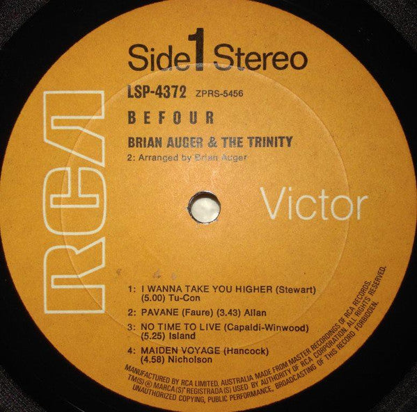 Brian Auger & The Trinity : Befour (LP, Album)