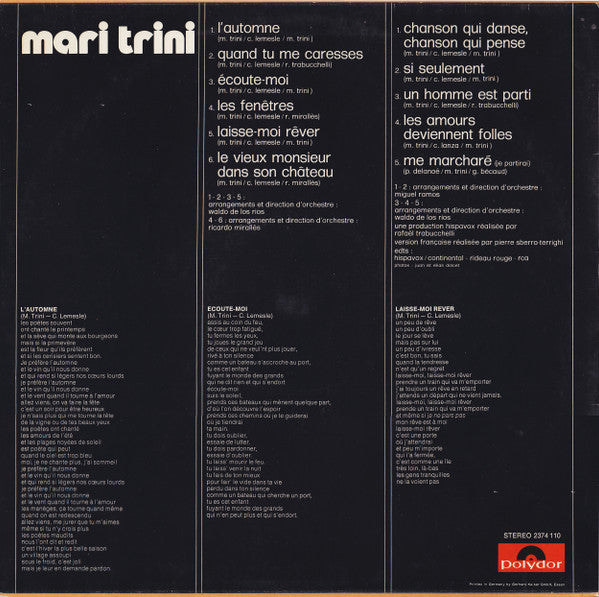 Mari Trini : L'Automne (LP, Album)