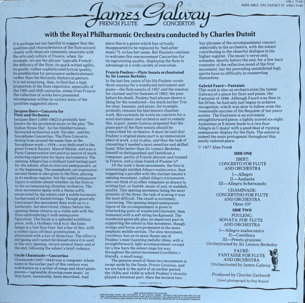 James Galway With Royal Philharmonic Orchestra Conducted By Charles Dutoit : French Flute Concertos (LP)