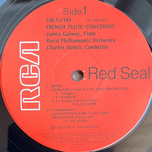 James Galway With Royal Philharmonic Orchestra Conducted By Charles Dutoit : French Flute Concertos (LP)