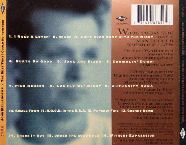 John Mellencamp* : The Best That I Could Do (1978-1988) (CD, Comp)