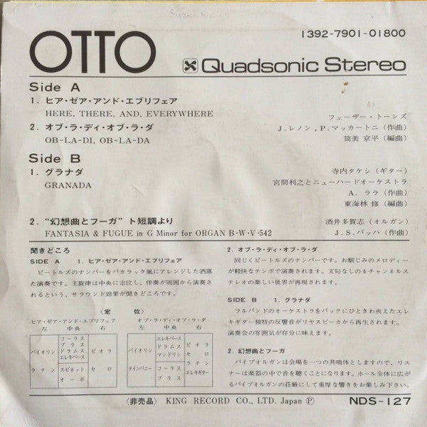 Various : OTTO Quadsonic Stereo Record (7", Single, Quad, Promo, Not)