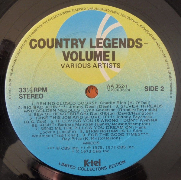 Various : Country Legends Vol. 1 (LP, Comp, Ltd)