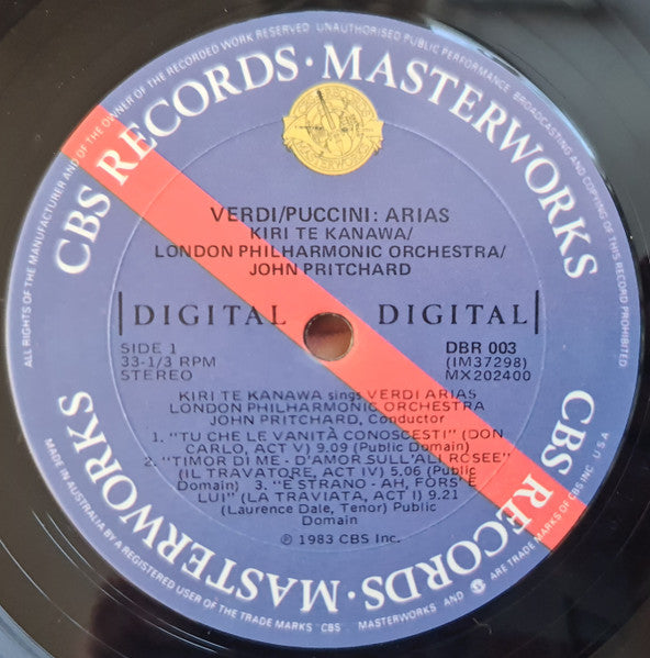 Kiri Te Kanawa, John Pritchard, London Philharmonic Orchestra - Verdi* & Puccini* : Verdi & Puccini (LP, Album)