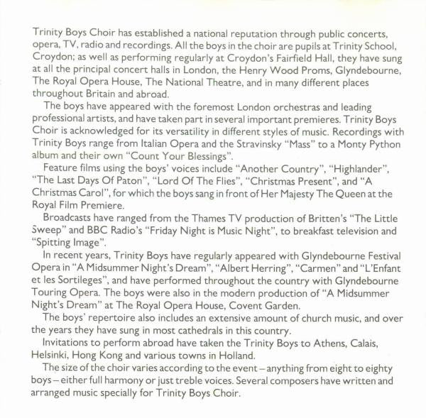 Trinity Boys' Choir : A Christmas Collection (CD, Album)