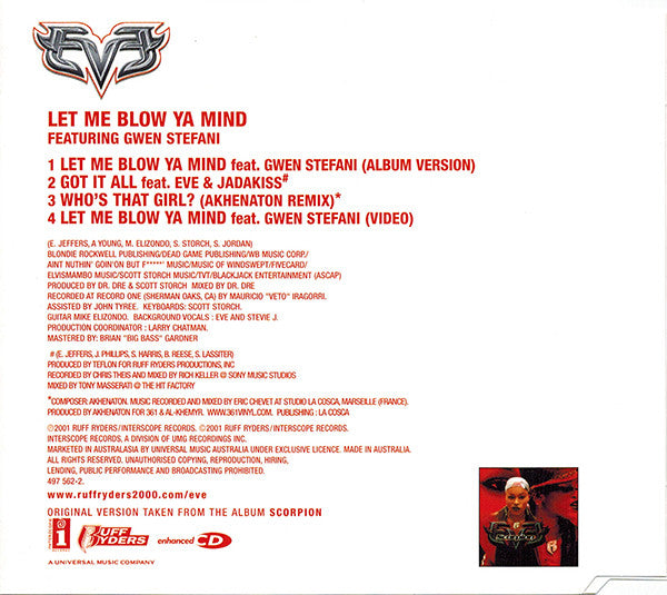 Eve (2) Featuring Gwen Stefani : Let Me Blow Ya Mind (CD, Single, Enh)