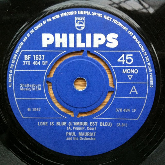 Paul Mauriat And His Orchestra : Love Is Blue (L'Amour Est Bleu) (7", Single, 4 P)
