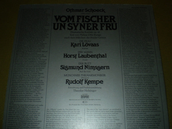 Othmar Schoeck, Münchner Philharmoniker, Rudolf Kempe : Vom Fischer Un Syner Fru (Dramatische Kantata Op. 43) (LP, Album, Gat)