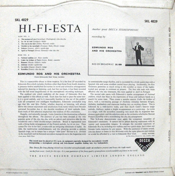 Edmundo Ros And His Orchestra* : Hi Fi-esta (LP, Album)