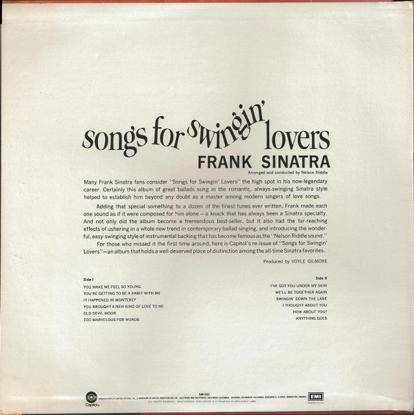 Frank Sinatra : Songs For Swingin' Lovers (LP, Album, RE)