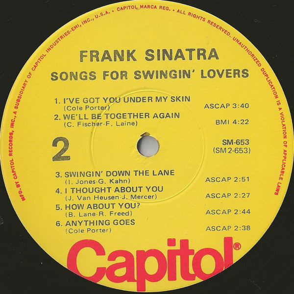 Frank Sinatra : Songs For Swingin' Lovers (LP, Album, RE)