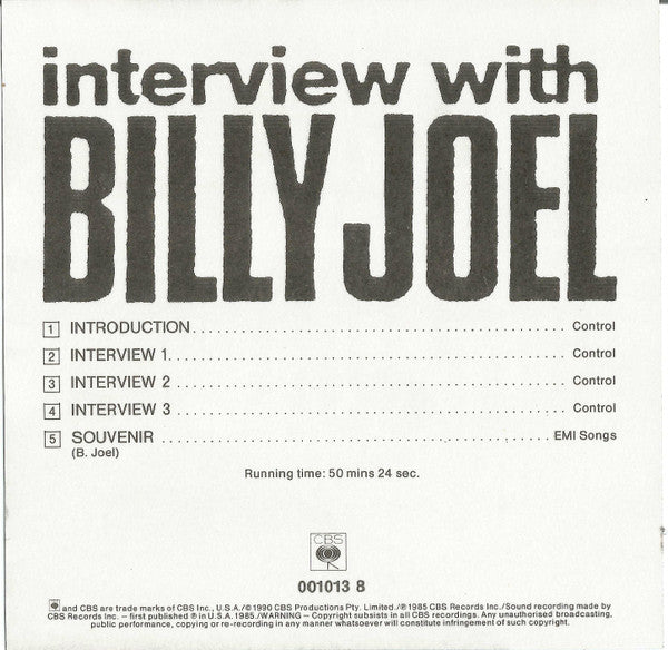 Billy Joel : Interview With Billy Joel (CD, Promo)