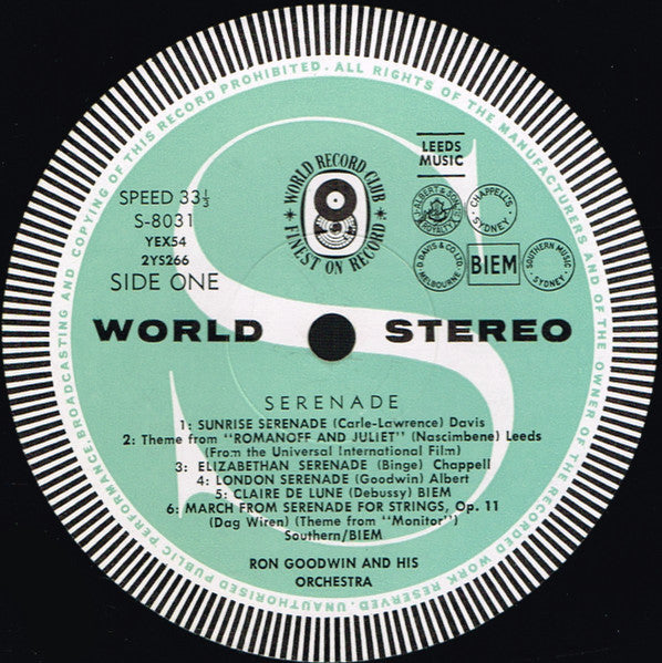 Ron Goodwin And His Orchestra : Serenade (LP, Album, Club, RE, 3rd)