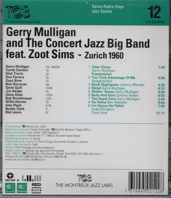 Gerry Mulligan & The Concert Jazz Band Featuring Zoot Sims : Zürich 1960 (CD, Album)