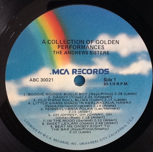 The Andrews Sisters :  A Collection Of Golden Performances (LP, Comp)