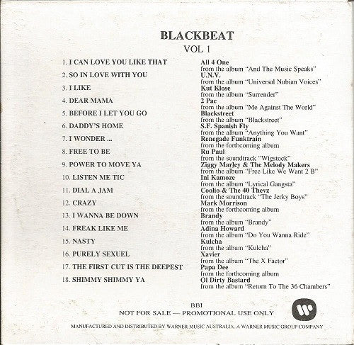 Various : Blackbeat Vol 1 (CD, Comp, Promo, Car)
