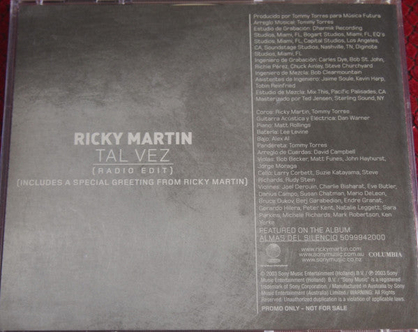 Ricky Martin : Tal Vez (CD, Single, Promo)