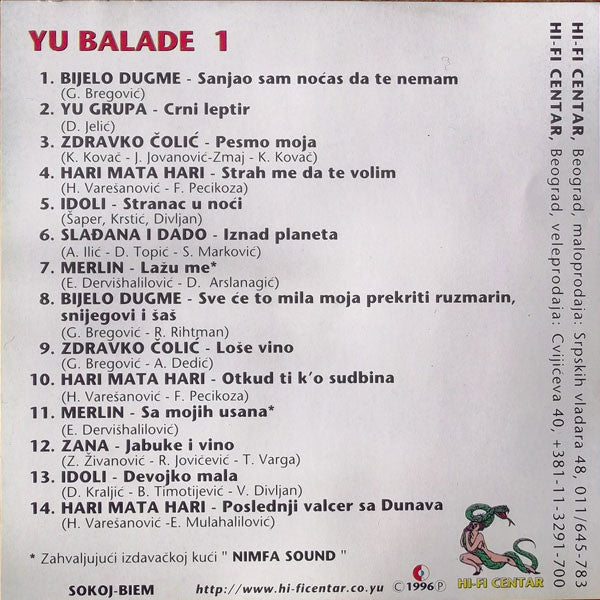 Various : YU Balade 1 (CD, Comp)