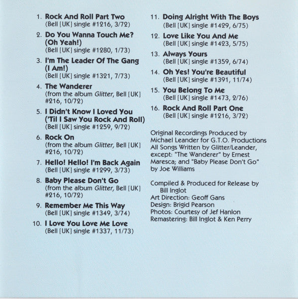 Gary Glitter : Rock And Roll: Gary Glitter Greatest Hits (CD, Comp, RM)