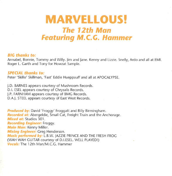 The 12th Man : Marvellous! (CD, Single)