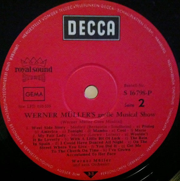 Werner Müller Und Sein Orchester : Werner Muller Goes Musical (LP, Album)