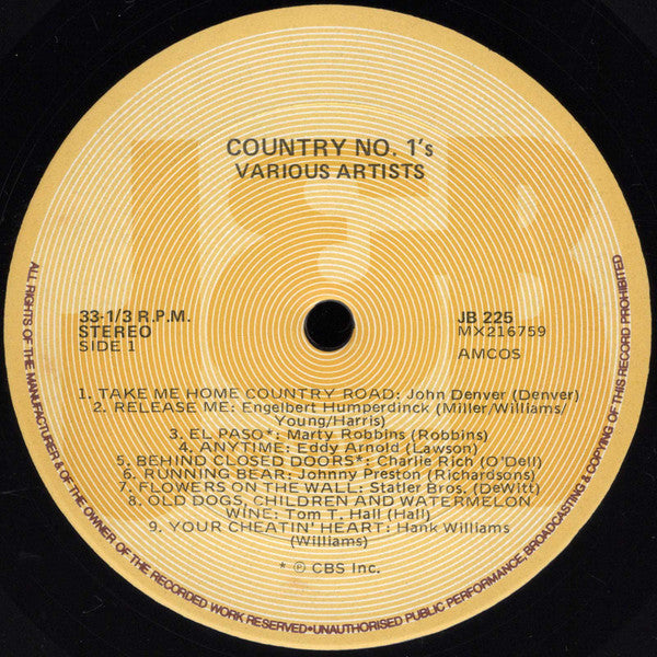 Various : Country No. 1's (LP, Comp)
