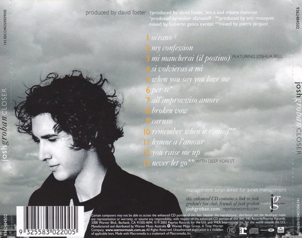 Josh Groban : Closer (CD, Album, Enh)