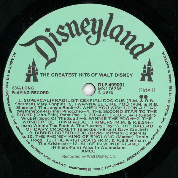Various : The Greatest Hits Of Walt Disney (LP, Comp)