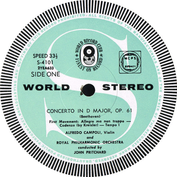 Beethoven* : Violin Concerto In D Opus 61 (LP, Album, Club, RE)