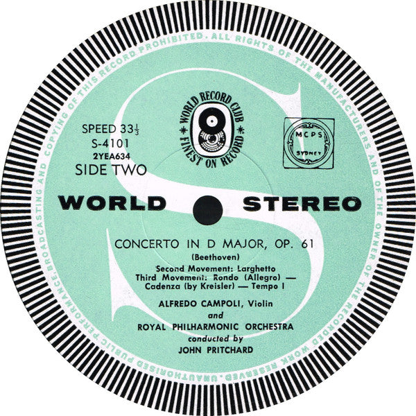 Beethoven* : Violin Concerto In D Opus 61 (LP, Album, Club, RE)