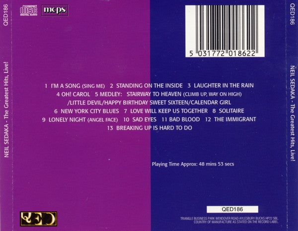 Neil Sedaka : The Greatest Hits, Live! (CD, Comp)