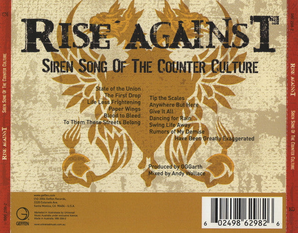 Rise Against : Siren Song Of The Counter Culture (CD, Album)