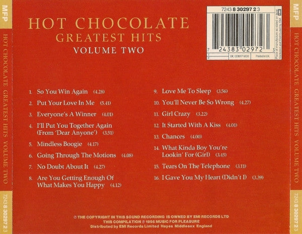 Hot Chocolate : Greatest Hits Volume Two (CD, Comp)
