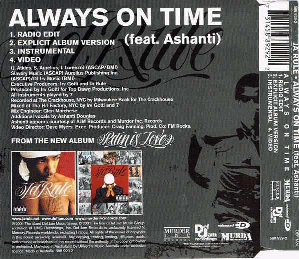 Ja Rule Feat. Ashanti : Always On Time (CD, Single, Enh)