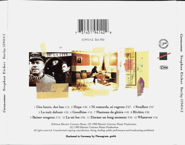 Stephan Eicher : Carcassonne (CD, Album)