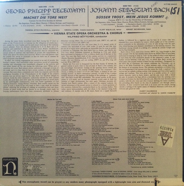 Georg Philipp Telemann, Johann Sebastian Bach : Cantatas (LP)