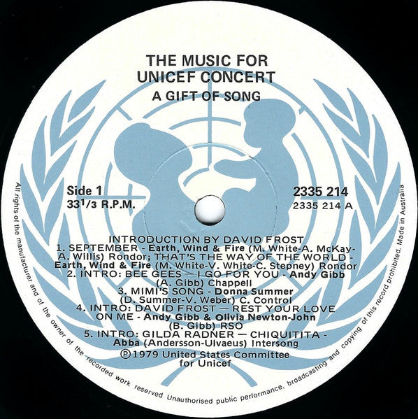 Various : Music For Unicef Concert (A Gift Of Song) (LP, Album)