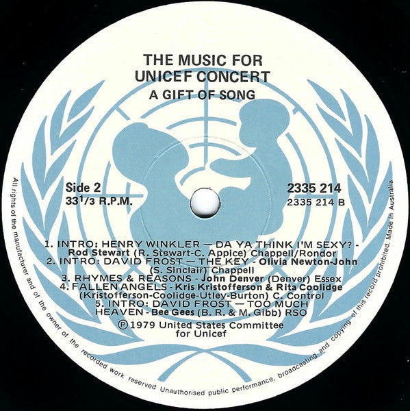 Various : Music For Unicef Concert (A Gift Of Song) (LP, Album)