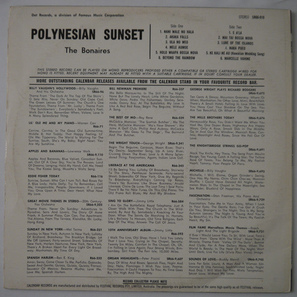 The Bonaires (2) : Polynesian Sunset (LP, Album, RE)