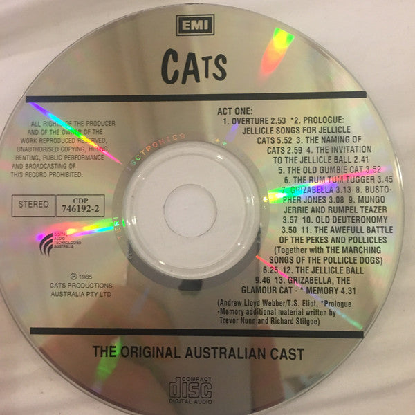Andrew Lloyd Webber : Cats- The Original Australian Cast (2xCD, Album, Comp)
