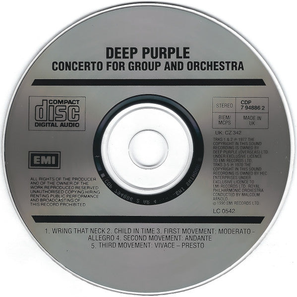 Deep Purple, Royal Philharmonic Orchestra Conducted By Malcolm Arnold : Concerto For Group And Orchestra (CD, Album, RE)